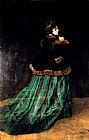 Claude Monet Canvas Paintings - Woman In A Green Dress